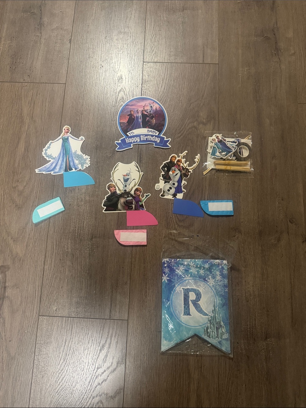 ***2/$15*** Frozen Birthday Cake Toppers and Banner Pieces - Blue, Pink, White
